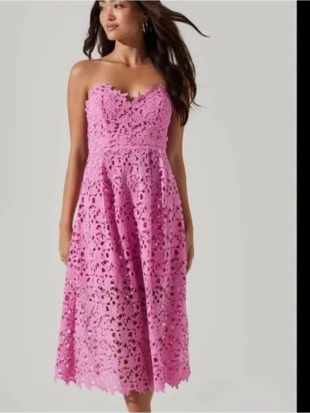 Astr pink lace midi dress